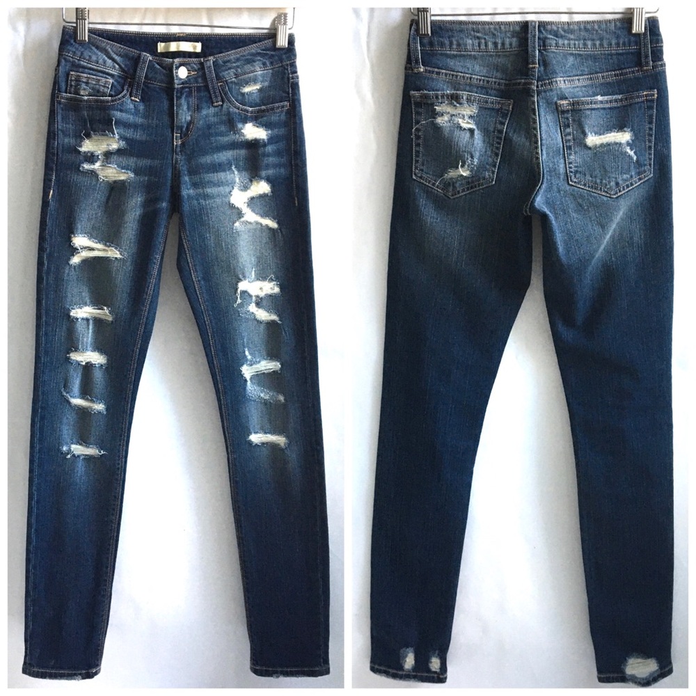 Daytrip Lynx Distressed Skinny Blue Denim Jeans Size 24R